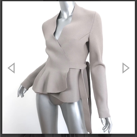 Scanlan Theodore crepe knit jacket top beige small clay - Picture 3 of 5